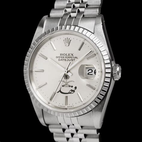 rolex 16220 king fahad crest dial|Rolex Datejust 16220 'Saudi Swords' Full Set.